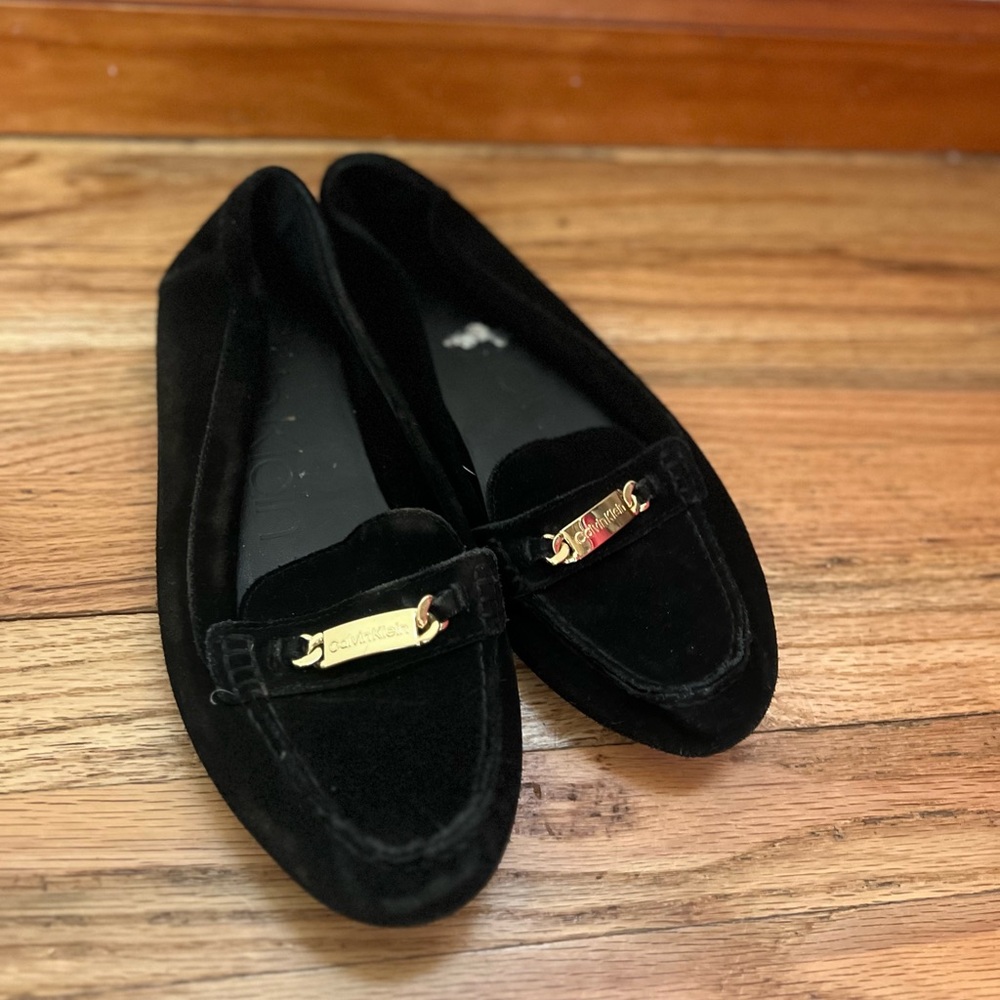 Vintage Calvin Klein Lunasi Black Suede Loafers
